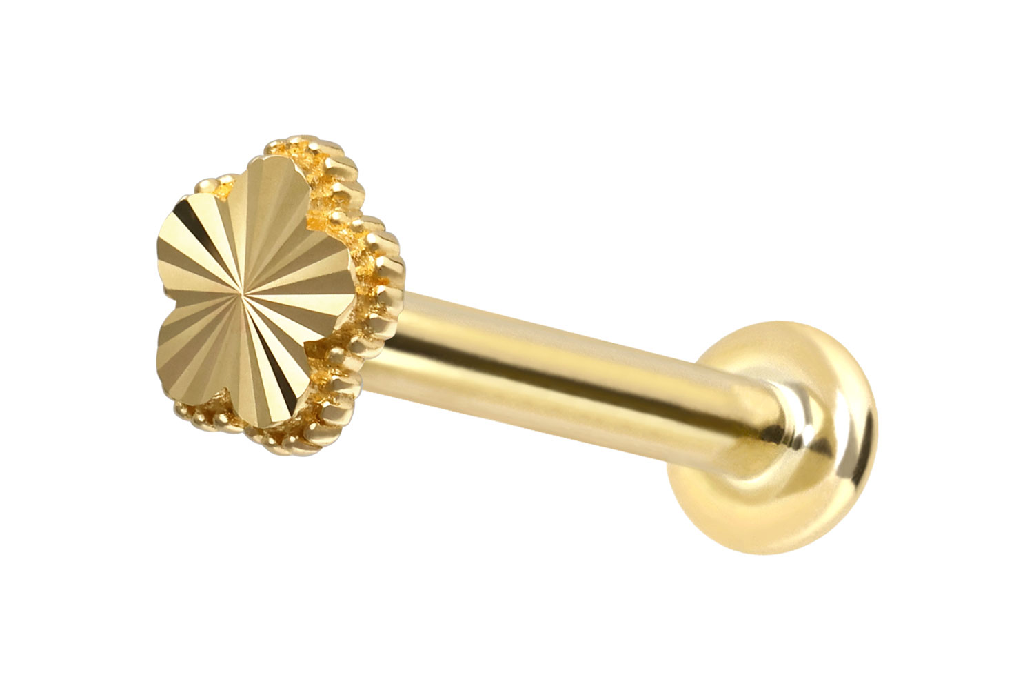 14 Karat Gold Labret Piercing mit Innengewinde BLUME